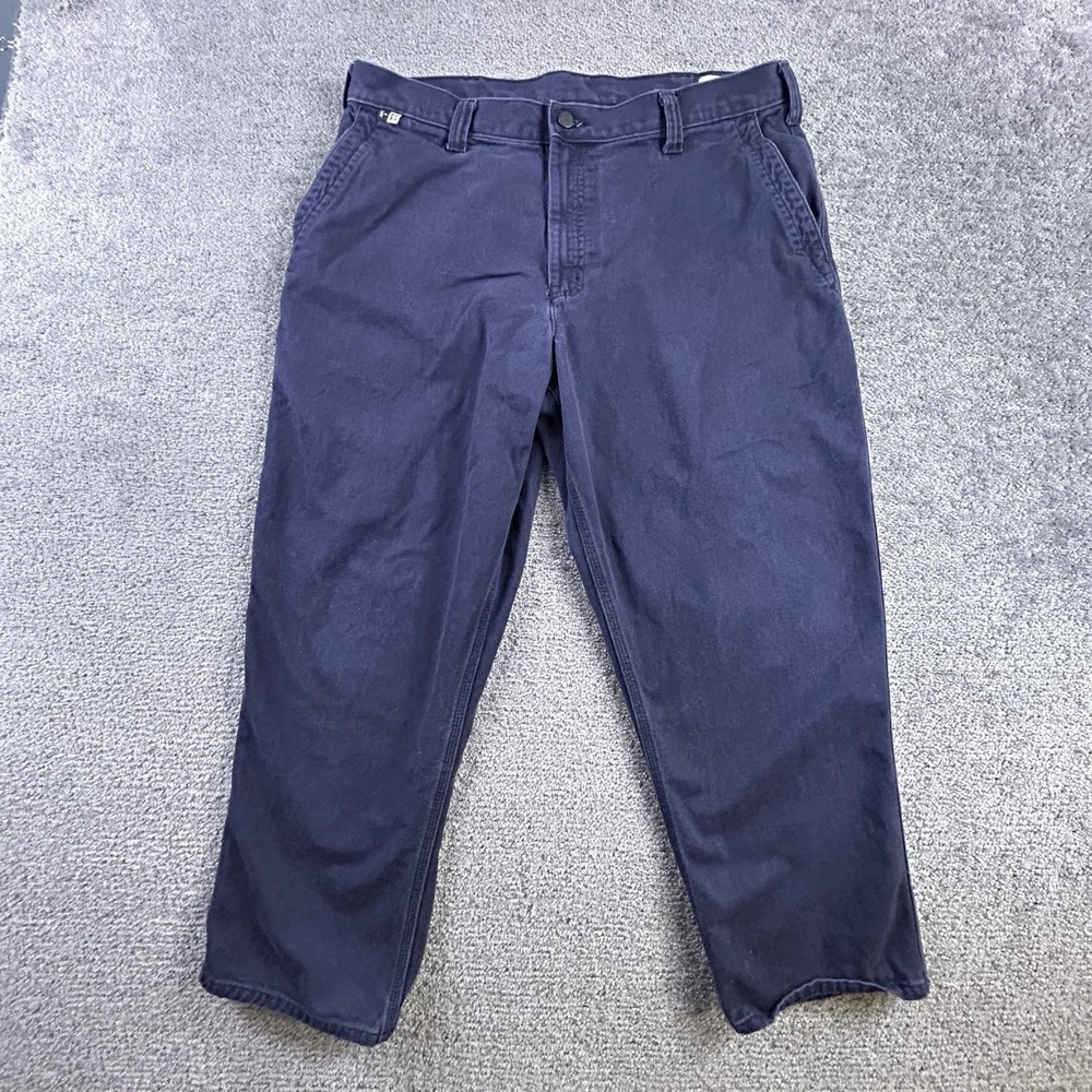 Carhartt FR Flame Resistant Work Pants Mens 36x28 Navy Blue 371-20 NFPA 2112
